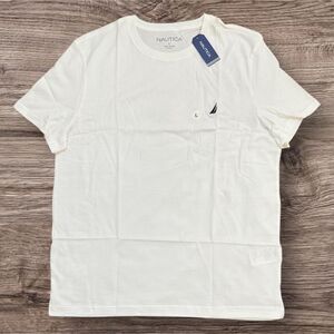Nautica White Short Sleeve Tee Classic Crew Neck Bright White Mens T-Shirt Large